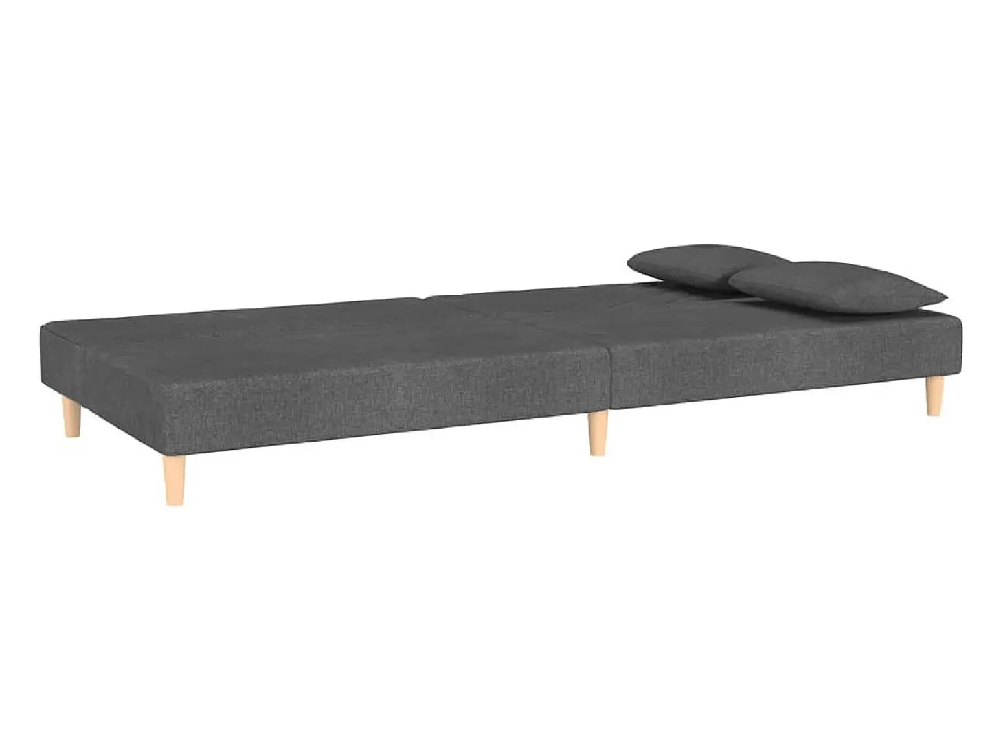 Sofá-cama 2 lugares com duas almofadas tecido cinzento-escuro