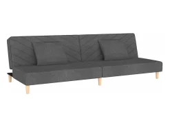 Sofá-cama 2 lugares com duas almofadas tecido cinzento-escuro