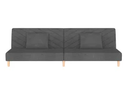 Sofá-cama 2 lugares com duas almofadas tecido cinzento-escuro