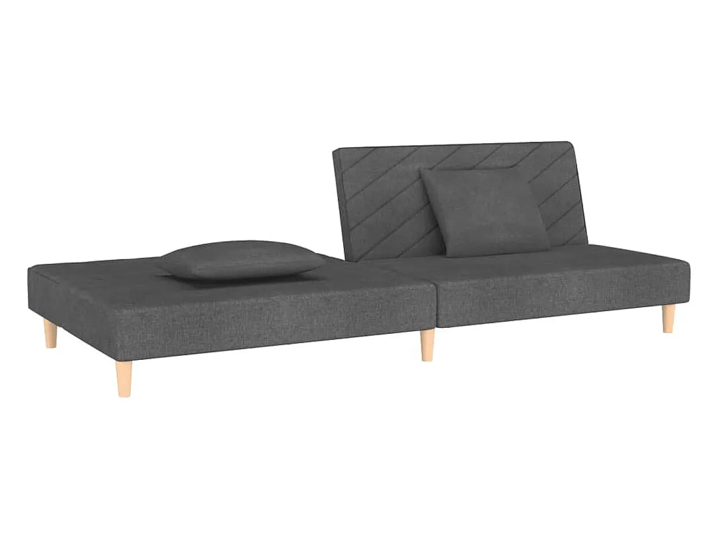 Sofá-cama 2 lugares com duas almofadas tecido cinzento-escuro