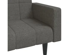 Sofá-cama 2 lugares com duas almofadas tecido cinzento-escuro