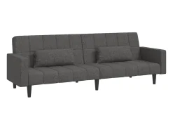 Sofá-cama 2 lugares com duas almofadas tecido cinzento-escuro
