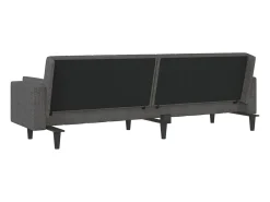 Sofá-cama 2 lugares com duas almofadas tecido cinzento-escuro