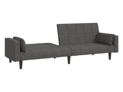 Sofá-cama 2 lugares com duas almofadas tecido cinzento-escuro