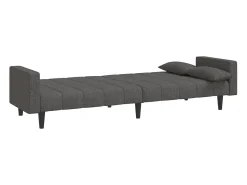 Sofá-cama 2 lugares com duas almofadas tecido cinzento-escuro