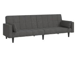 Sofá-cama 2 lugares com duas almofadas tecido cinzento-escuro