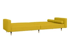 Sofá-cama 2 lugares com duas almofadas veludo amarelo