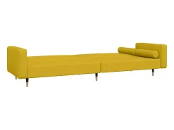 Sofá-cama 2 lugares com duas almofadas veludo amarelo