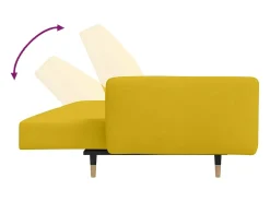 Sofá-cama 2 lugares com duas almofadas veludo amarelo