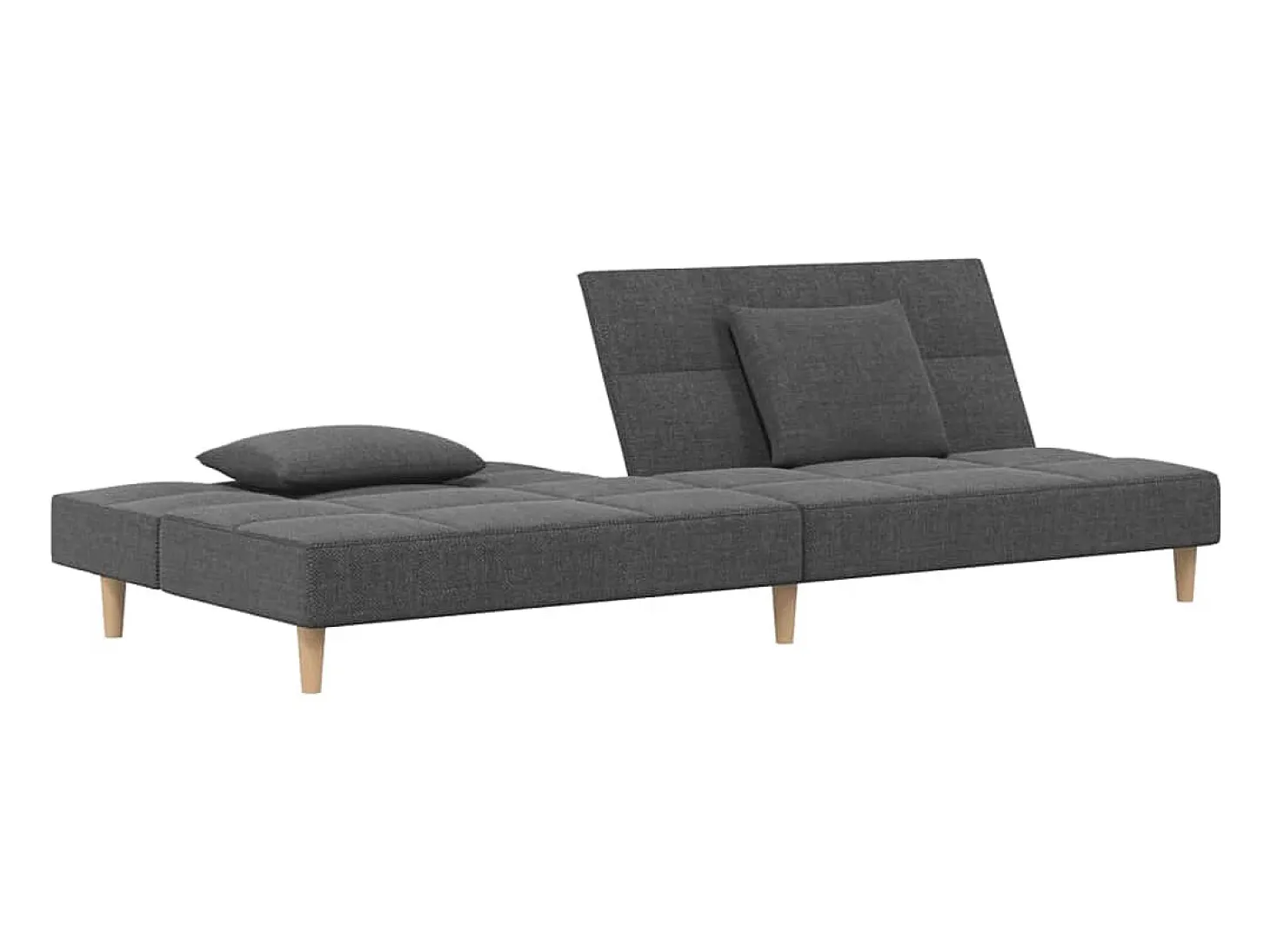 Sofá-cama 2 lugares com duas almofadas tecido cinzento-claro PT892082
