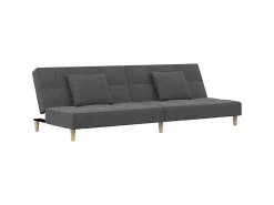 Sofá-cama 2 lugares com duas almofadas tecido cinzento-claro PT892082