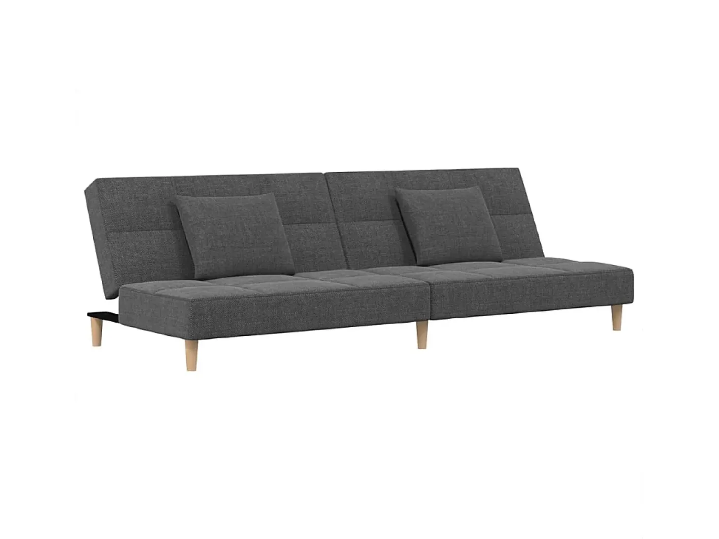 Sofá-cama 2 lugares com duas almofadas tecido cinzento-claro PT892082