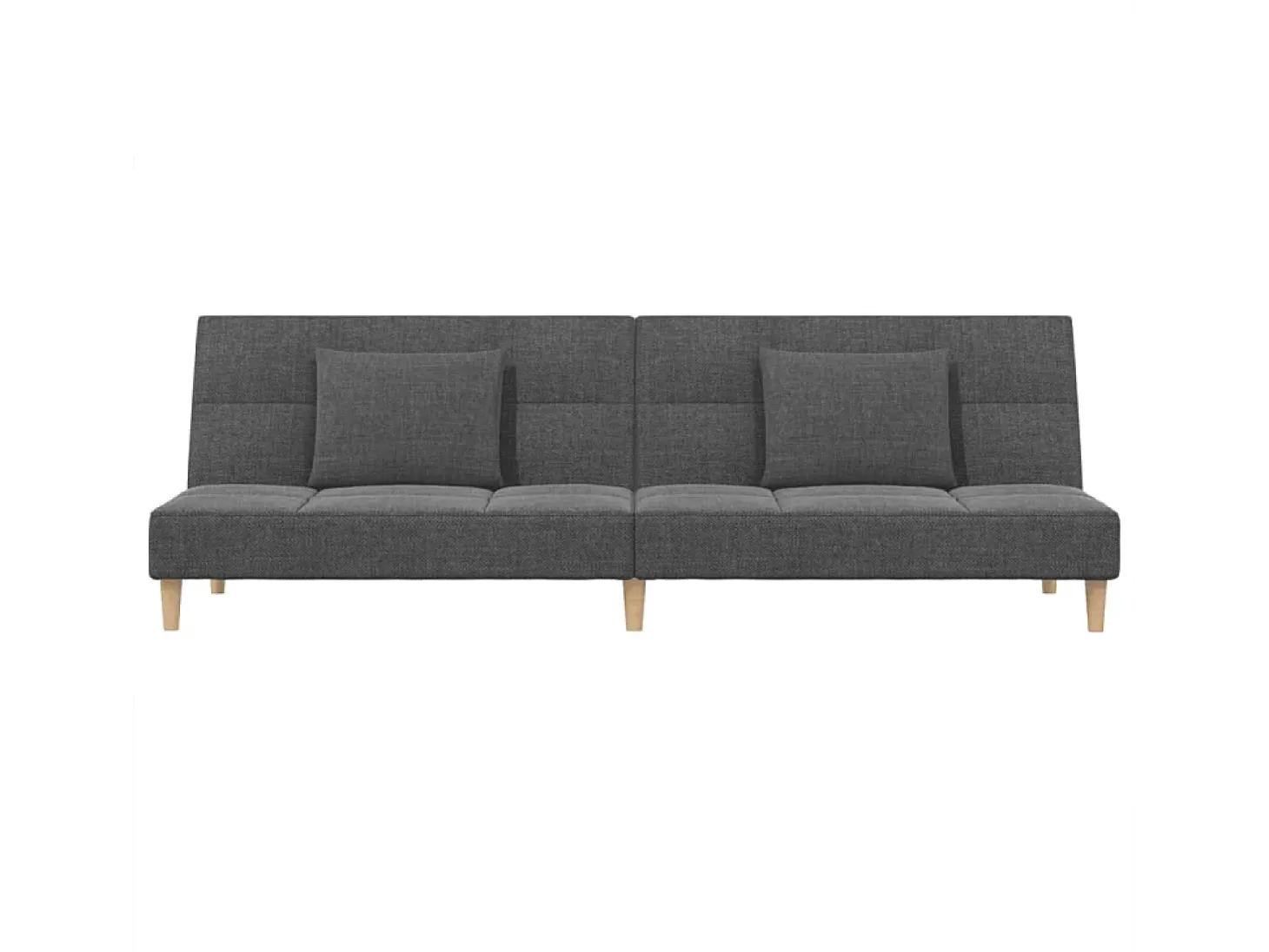 Sofá-cama 2 lugares com duas almofadas tecido cinzento-claro PT892082