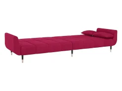 Sofá-cama 2 lugares com duas almofadas veludo vermelho tinto