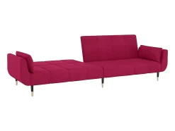 Sofá-cama 2 lugares com duas almofadas veludo vermelho tinto