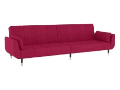 Sofá-cama 2 lugares com duas almofadas veludo vermelho tinto