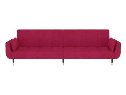 Sofá-cama 2 lugares com duas almofadas veludo vermelho tinto