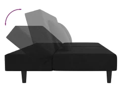 Sofá-cama 2 lugares com duas almofadas veludo preto