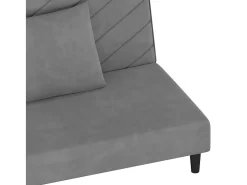 Sofá-cama 2 lugares com duas almofadas veludo cinzento-claro