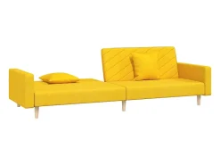 Sofá-cama 2 lugares com duas almofadas tecido amarelo