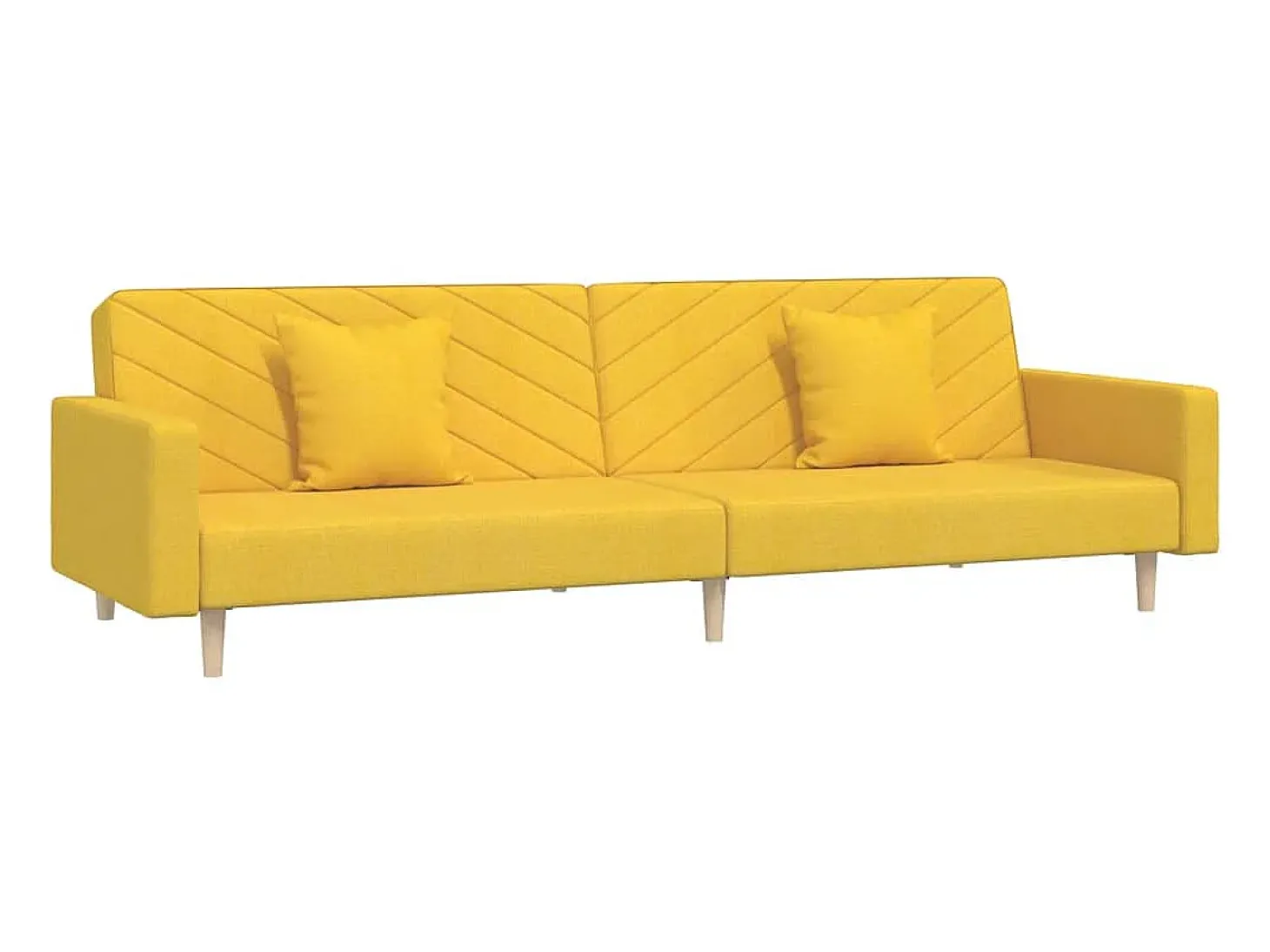 Sofá-cama 2 lugares com duas almofadas tecido amarelo