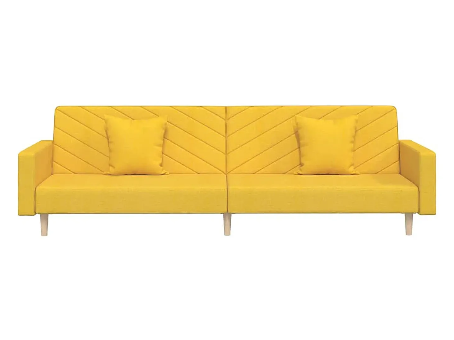 Sofá-cama 2 lugares com duas almofadas tecido amarelo