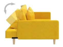 Sofá-cama 2 lugares com duas almofadas tecido amarelo