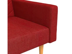 Sofá-cama 2 lugares com duas almofadas tecido vermelho tinto