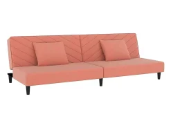 Sofá-cama 2 lugares com duas almofadas veludo rosa