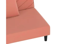 Sofá-cama 2 lugares com duas almofadas veludo rosa