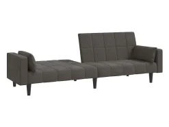Sofá-cama 2 lugares com duas almofadas veludo cinzento-escuro