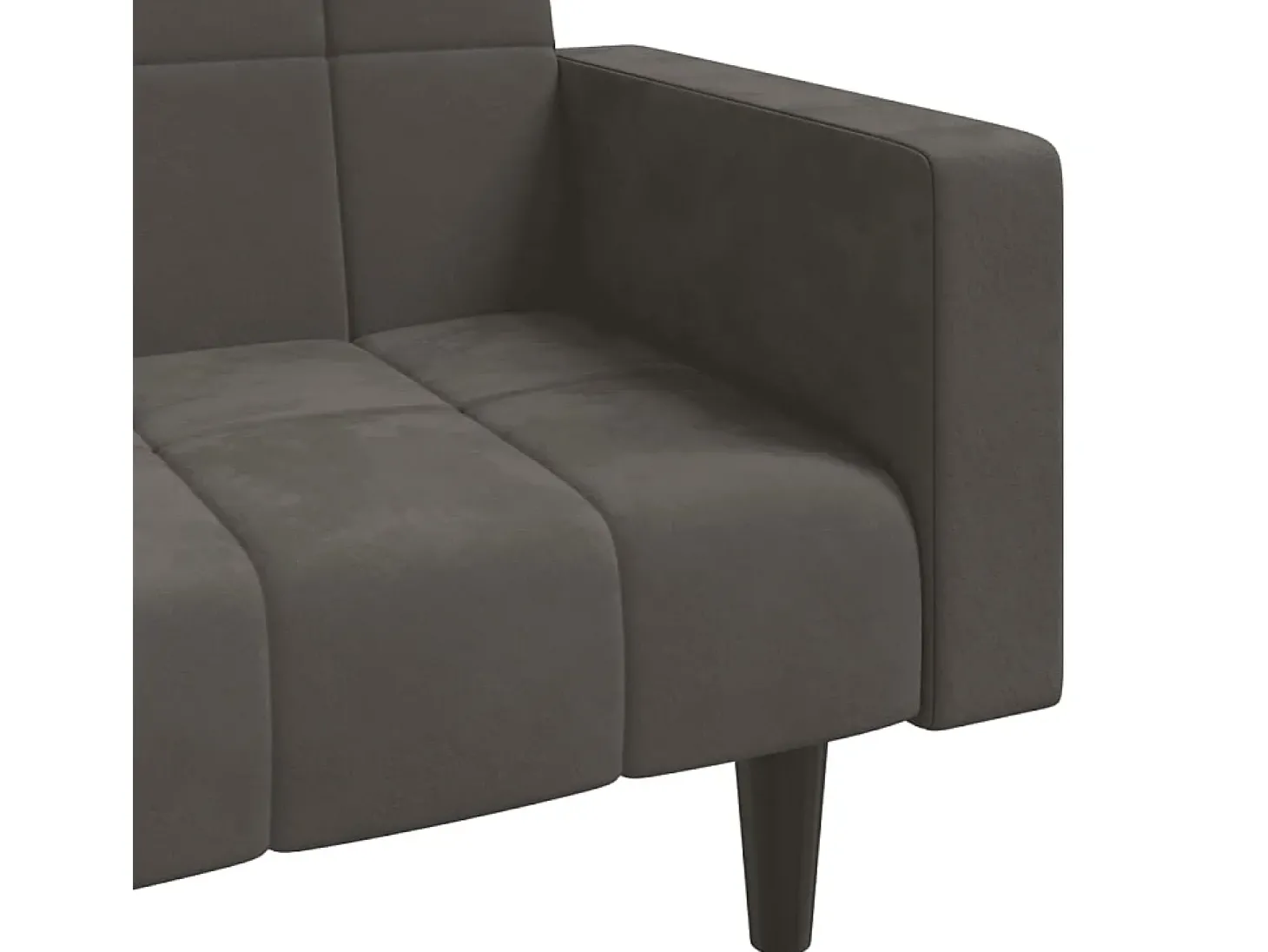 Sofá-cama 2 lugares com duas almofadas veludo cinzento-escuro