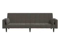 Sofá-cama 2 lugares com duas almofadas veludo cinzento-escuro
