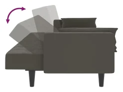 Sofá-cama 2 lugares com duas almofadas veludo cinzento-escuro