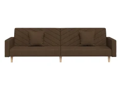 Sofá-cama 2 lugares com duas almofadas tecido castanho
