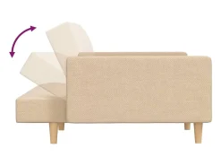 Sofá-cama 2 lugares com duas almofadas tecido cor creme