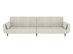 Sofá-cama 2 lugares com duas almofadas veludo cor creme