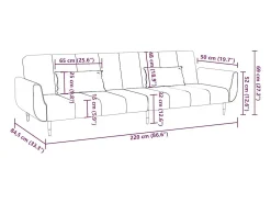 Sofá-cama 2 lugares com duas almofadas veludo cor creme