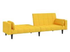 Sofá-cama 2 lugares com duas almofadas tecido amarelo PT823782