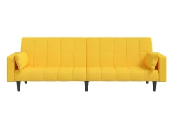 Sofá-cama 2 lugares com duas almofadas tecido amarelo PT823782