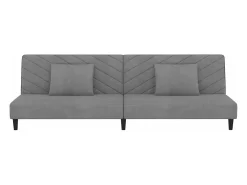 Sofá-cama 2 lugares com duas almofadas veludo cinzento-claro PT646320
