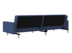 Sofá-cama 2 lugares com duas almofadas tecido azul
