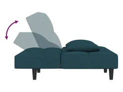 Sofá-cama 2 lugares com duas almofadas veludo azul