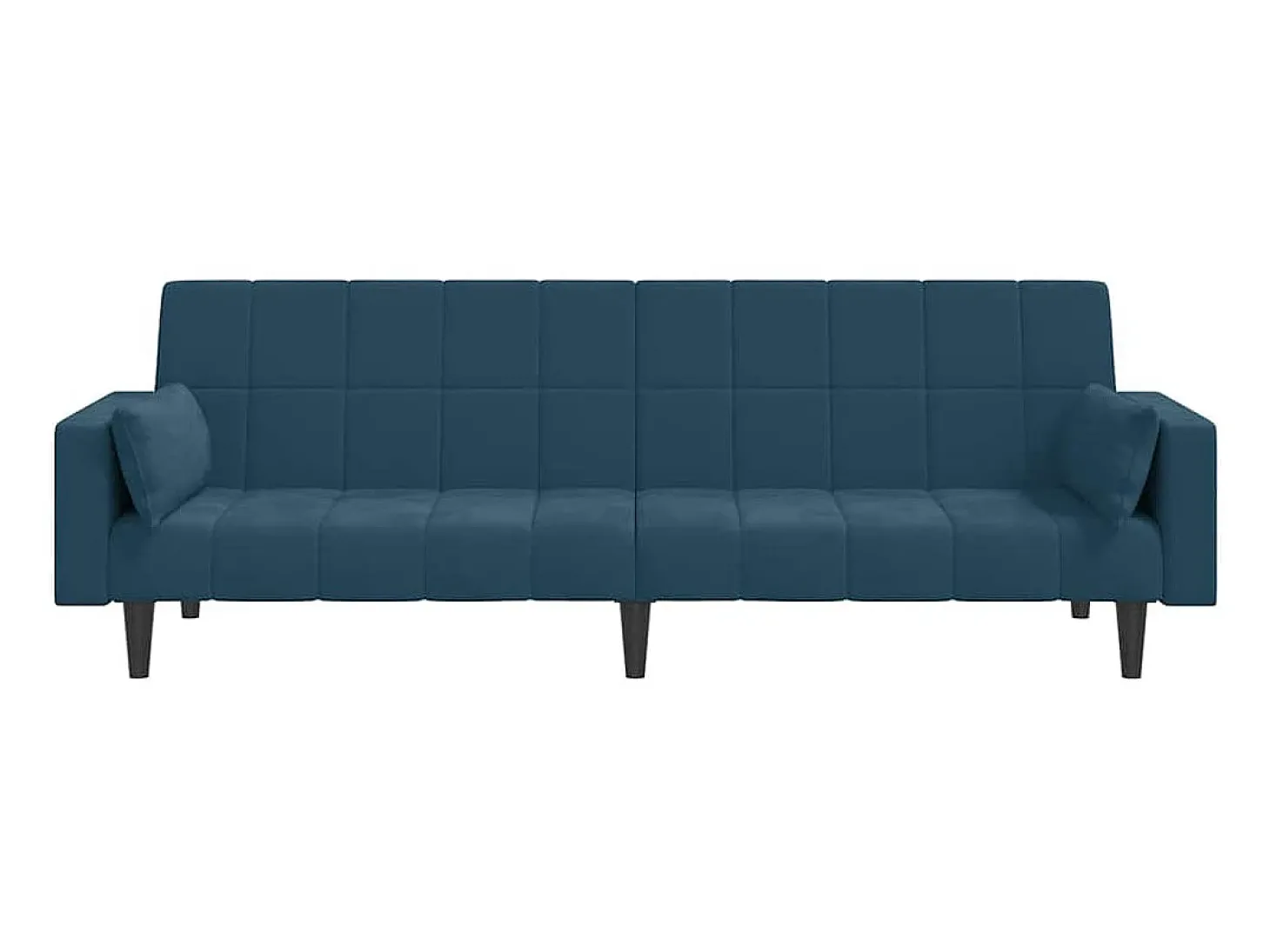 Sofá-cama 2 lugares com duas almofadas veludo azul