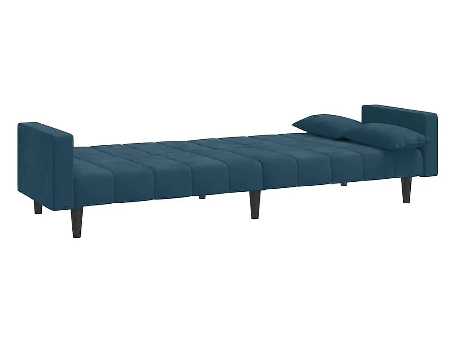 Sofá-cama 2 lugares com duas almofadas veludo azul