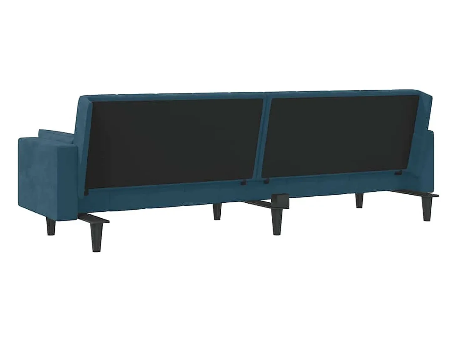 Sofá-cama 2 lugares com duas almofadas veludo azul