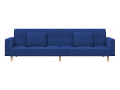Sofá-cama 2 lugares com duas almofadas tecido azul
