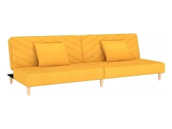 Sofá-cama 2 lugares com duas almofadas tecido amarelo
