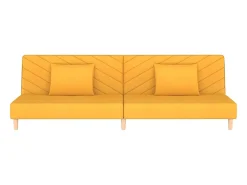 Sofá-cama 2 lugares com duas almofadas tecido amarelo