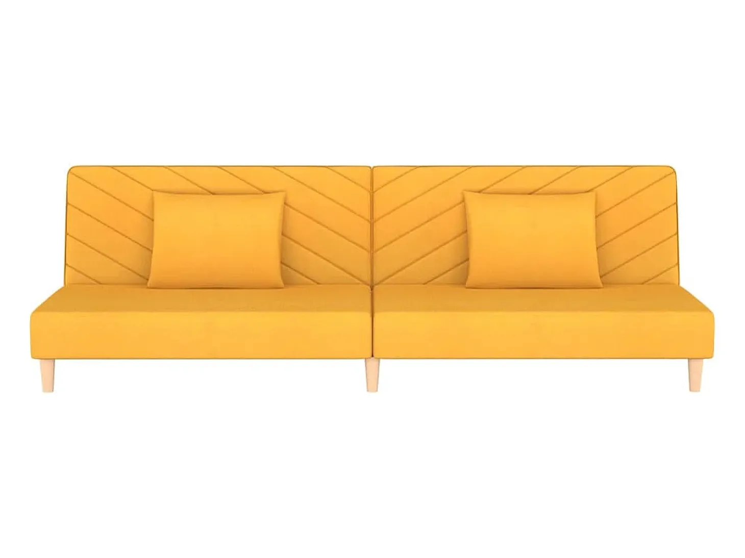 Sofá-cama 2 lugares com duas almofadas tecido amarelo